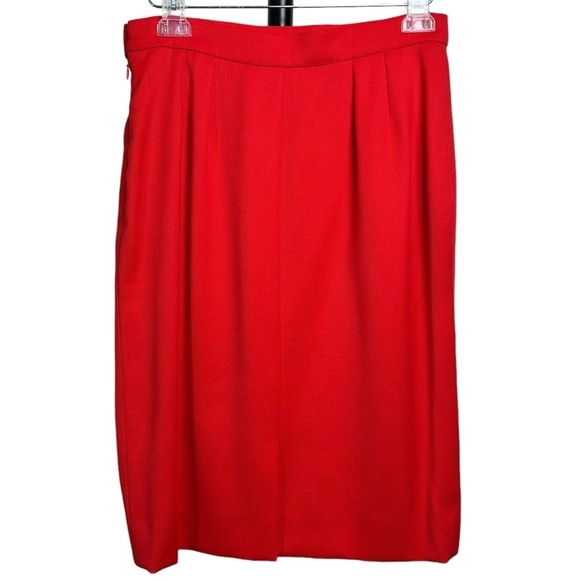 Vintage YSL Encore Size 10 Wool Two Piece Suit Red 90s Power Glam Office Bold - Picture 6 of 16